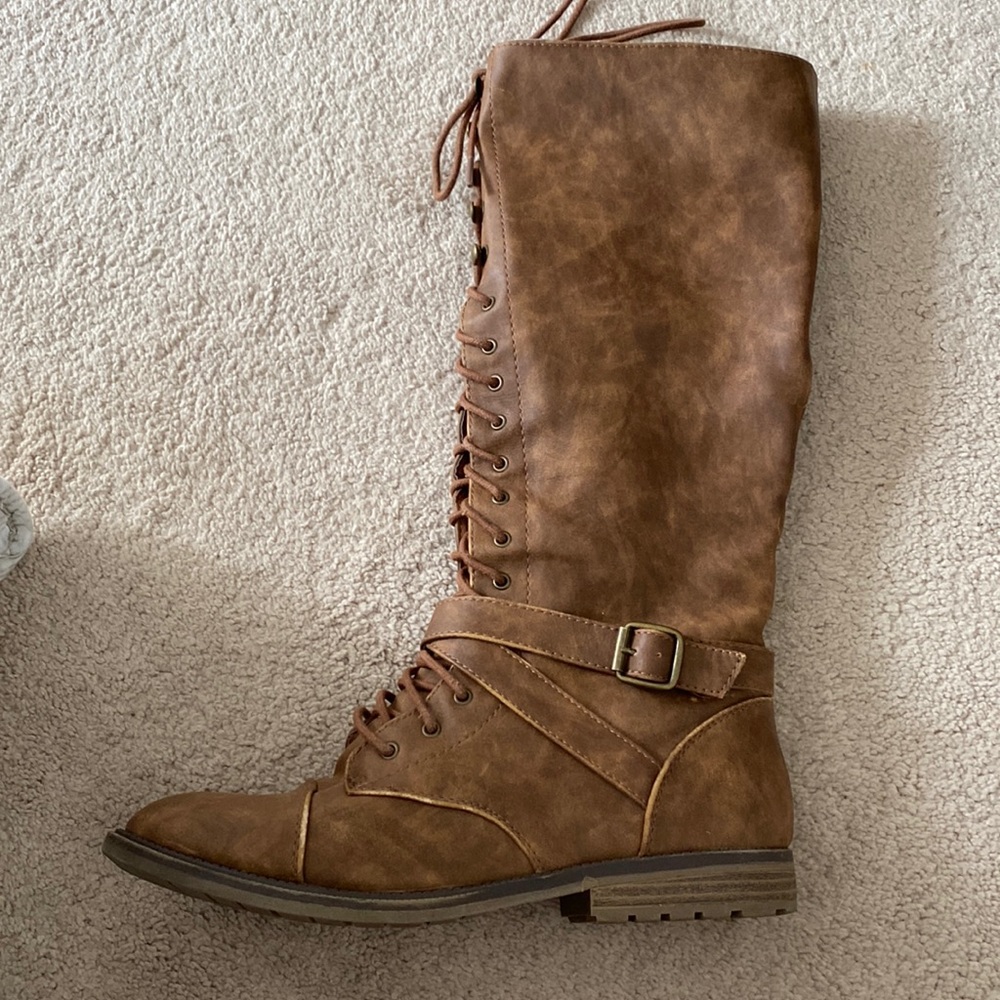 Brown lace up boots
